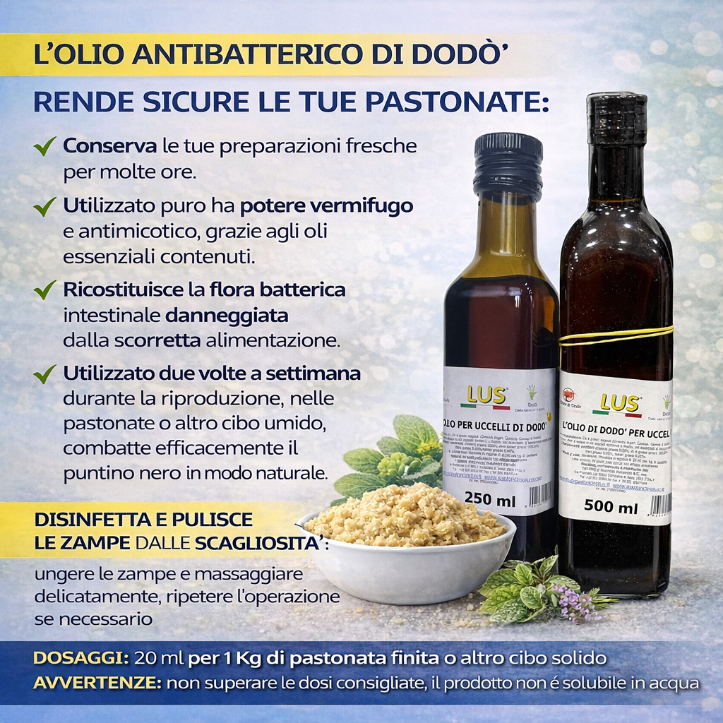 OLIO PER UCCELLI DI DODO' (250/500 ML)