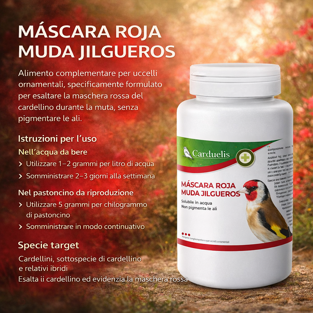 MASCHERA ROSSA CARDELLINI 100 gr (NON PIGMENTA LE ALI)